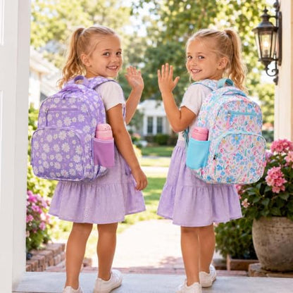 RHCPFOVR Kids Backpack for Girls - Girls Backpack 3-8 Ages Flower for Kids 15 Inch School Bookbag for Kindergarten Elementary School Bookbag for Girl 1st 2nd Grade - style: Purple Flower