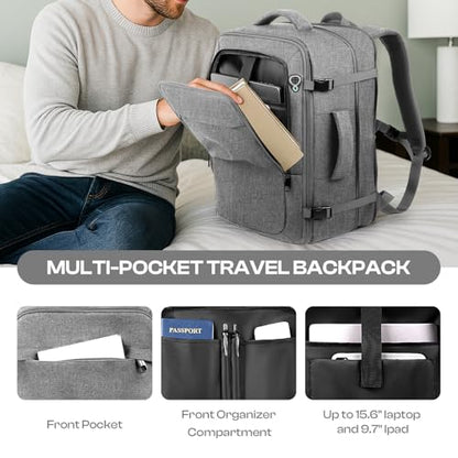 Travel Laptop Backpack for Men, 60L Extra Large TSA Approved Business Computer Bag, Water Resistant & Fits 18.4 Inch Laptop, Grey - color: Grey, size: 3X-Large