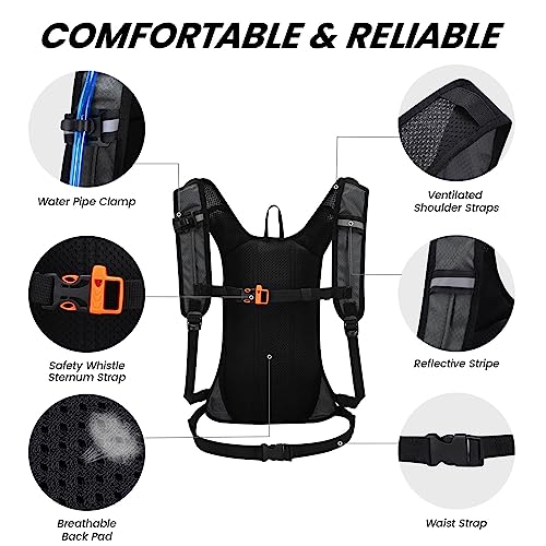 Nepest Hydration Pack Backpack for Women & Men, Lightweight Water Backpack with 2L Water Bladder for Hiking Cycling Running Biking - color: Dark Gray