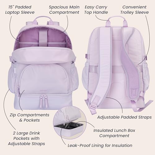 Bentgo 2-in-1 Adult Backpack & Insulated Lunch Bag - color: Lavender