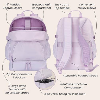 Bentgo 2-in-1 Adult Backpack & Insulated Lunch Bag - color: Lavender