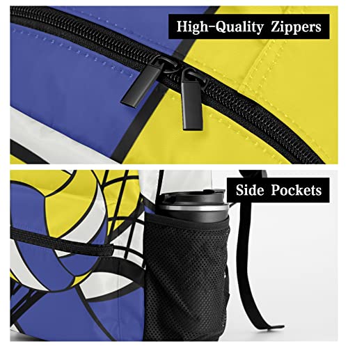 Volleyball Yellow Blue Backpack Personalized Waterproof Casual Daypack Gift for Holiday Birthday - color: Design 4