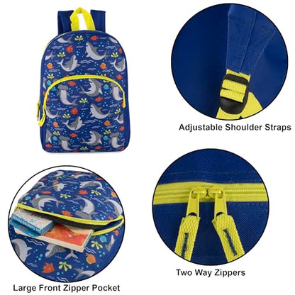 Trail maker Wholesale Kids Backpacks for Boys, Girls Bulk Backpacks 24 Pack with Fun Patterns, Adjustable Padded Straps - color: Male Fantastic Creature Prints