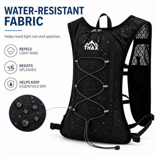 Running Hydration Vest for Men & Women, 180g Lightweight Breathable Hydration Pack with Water Bottle Snack Phone Pockets for Marathon Trail Running Hiking Cycling (No Water Bladder) - color: Black