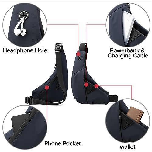 Small Sling Crossbody Bag for Men, Lightweight Anti-theft One Strap Casual Chest Bag Slim Backpack for Outdoor Walking Trip Hiking Biking Navy Blue - color: Navy Blue