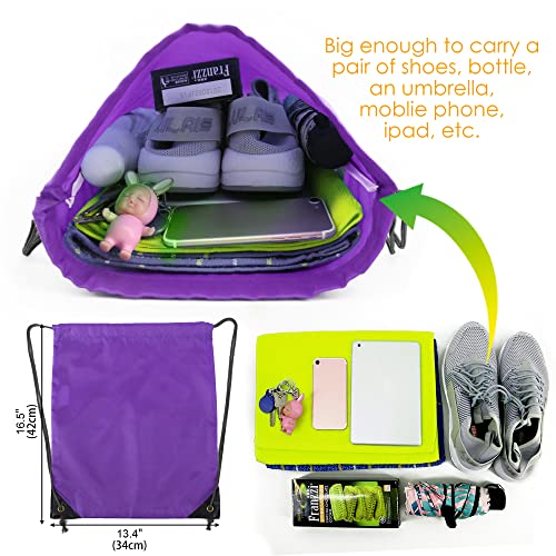 BeeGreen Drawstring Backpack Bags 20,30,50 Packs Reflective String Bags for Gym Sport Trip Cinch Sack DIY for Women Men - color: Purple