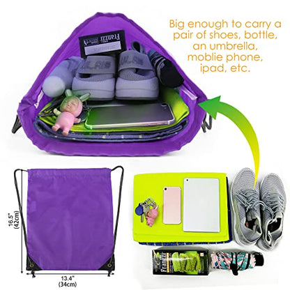 BeeGreen Drawstring Backpack Bags 20,30,50 Packs Reflective String Bags for Gym Sport Trip Cinch Sack DIY for Women Men - color: Purple