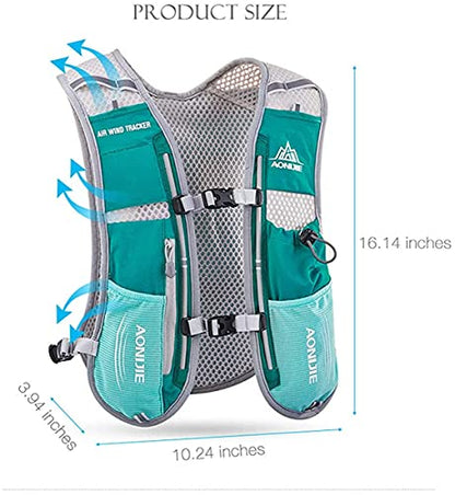 5L Lightweight Running Backpack Outdoor Sports Trail Racing Marathon Hiking Fitness Bag Hydration Vest Pack - color: Black +1.5L Water Bladder