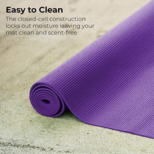 10-Pack Yoga Mat, 68" x 24" Non Slip Exercise Mat, 4mm Thick Gym Mat for Fitness and Stretching, Bulk Non Toxic Yoga Mats for Schools and Studios - color: Purple