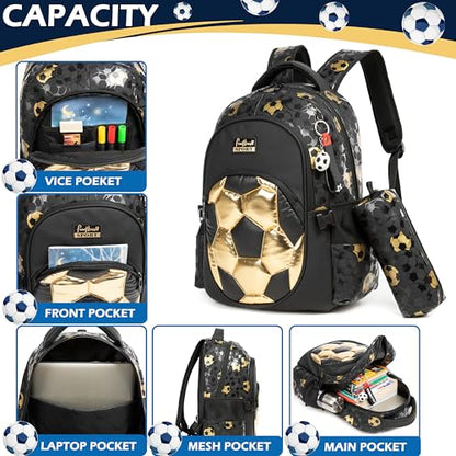 Boys' School Backpack with Lunch Box and Pencil Case - Ideal for Teens and Middle School Students - color: 08 Black