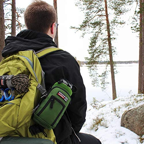 Wild Wolf Outfitters - #1 Best Water Bottle Holder for 32 oz Bottles - Carry, Protect and Insulate Your Flask with This Military Grade Carrier w/ 2 Pockets and an Adjustable Padded Shoulder Strap. - color: Green