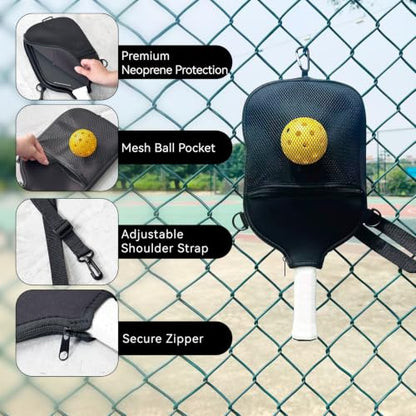Pickleball Paddle Cover with Adjustable Shoulder Strap & Mesh Pocket