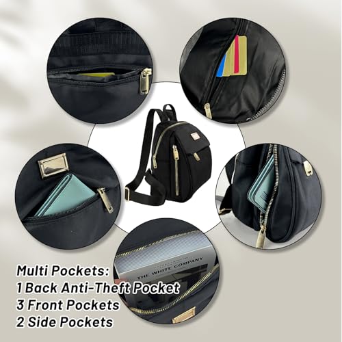 Womens Small Backpack Purse, Oxford Cloth Tiny Backpack Small backpacks for Women, Mini Backpacks for Travel (black)