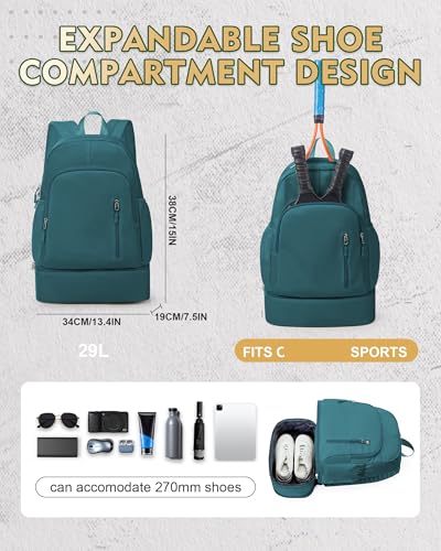 Gym Backpack for Women Men, Lightweight Gym Bag with Shoe Compartment, Waterproof Sports Backpack with Wet Pocket, Peacock Blue - color: A5-peacock Blue