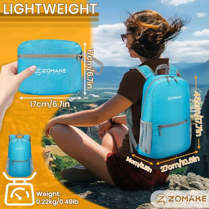 ZOMAKE Ultra Lightweight Hiking Backpack 20L, Packable Small Backpacks Water Resistant Daypack for Women Men(Light Blue) - color: Light Blue-a