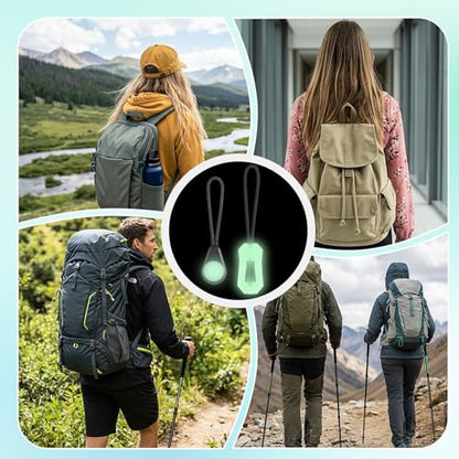 20 Pcs Self Luminous Backpack Zipper Pulls, Glow in the Dark Zipper Pulls Luggage Zippers Pull Head for Outdoor Mountaineering Camping Jackets Handbags