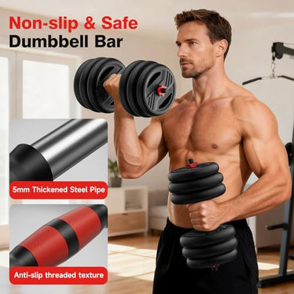 Adjustable Dumbbell Set, 20/30/45/70/90lbs Free Weight Set With Double Locknut, 5-in-1 Dumbbells Set Includes Barbell, Kettlebells, Push up Stand, Weight Plate, Fitness Exercise for Home Gym Suitable Men/Women - style: 90LB(45LB Pair)