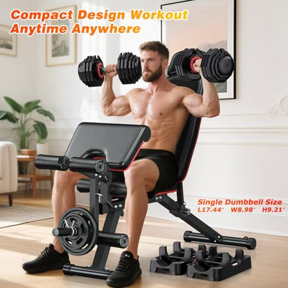 XDDIAS Adjustable Dumbbells Set of 2 for Strength Training, One-Hand Quick Adjust, 25/55/80/90 lbs Options, Anti-Slip Grip Handle, Compact Home Gym Weights for Men Women - color: Pro Steel 16-Level 80LB Pair