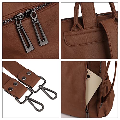 Uromee Travel Backpack Purse for Women Vegan Leather Ladies Fashion Tassel Shoulder Bag Convertible - color: 0243 Brown Mixed