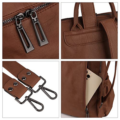Uromee Travel Backpack Purse for Women Vegan Leather Ladies Fashion Tassel Shoulder Bag Convertible - color: 0243 Brown Mixed