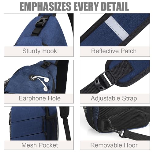 Pritent Crossbody Bags for Women Men Trendy Sling Bag Backpack Casual Chest Bag with Convertible Shoulder Strap - color: Blue, size: Large