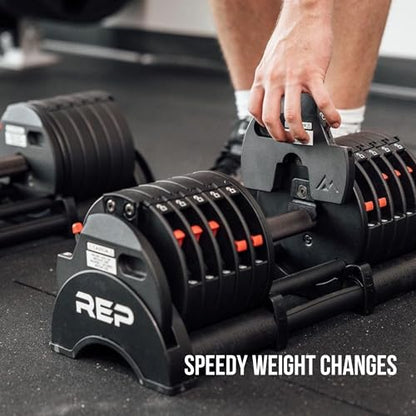 Rep Fitness Quickdraw Adjustable Dumbbells, Multiple weight ranges available including: 5-30, 5-40,5-50 and 5-60 lbs - style: 5-40 lbs