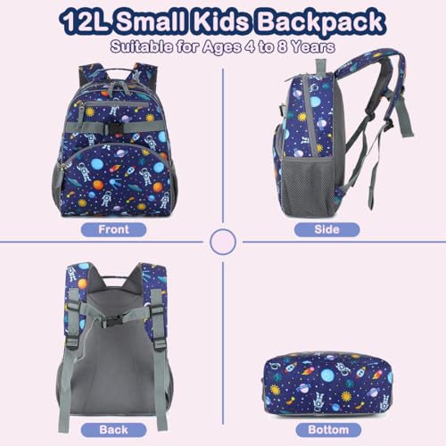 FlowFly Kids Backpack for Toddler Boys Girls, Simple Lightweight Bookbag for Daycare Kindergarten Elementary School Travel, Small Modern Bag (Medium 15'', Astronaut) - color: Astronaut, style: Kids Medium: 12l