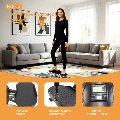 Rock Stepper with Resistance Bands Ultra-QuietHydraulic Lateral Stepper, Fully Assembled Side to Sidestep Rocker for Home Office, 250LBS Capacity