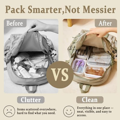 5 Pcs Clear Hard Shell Zipper Case for Diaper Bag and Tote Organization – Hard Clear Zipper Cases Travel Set for Keys, Wipes, Toiletries, Cables (3M+2XS) (M+3XS) - size: M+3XS
