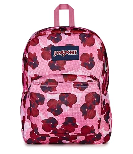 JanSport SuperBreak One Backpack - Durable, Lightweight Bag with 1 Main Compartment, Front Utility Pocket with Built-in Organizer, Premium Backpack, Pop Art Pansies - color: Pop Art Pansies Digital Fuchsia/Multi