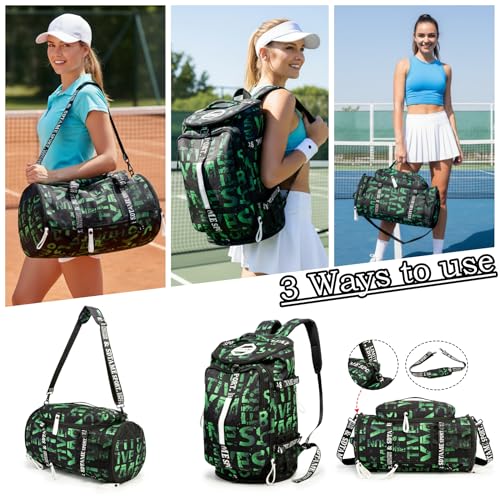 Gym Duffle Bag Backpack with Shoe Compartment,4 ways Travel Backpack for Women and Men,Multi-Functional Weekender bag with Waterproof Layer&Laptop Compartment for Fitness, Travel,Camping - color: Green
