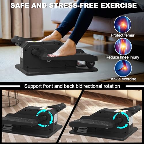 Under Desk Elliptical Machine, Electric Elliptical Leg Exerciser for Senior, Quiet and Compact Electric Seated Pedal Exerciser for Home with Monitor, Remote Control and 12 Adjustable Speeds - style: Black-pro