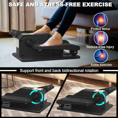 Under Desk Elliptical Machine, Electric Elliptical Leg Exerciser for Senior, Quiet and Compact Electric Seated Pedal Exerciser for Home with Monitor, Remote Control and 12 Adjustable Speeds - style: Black-pro