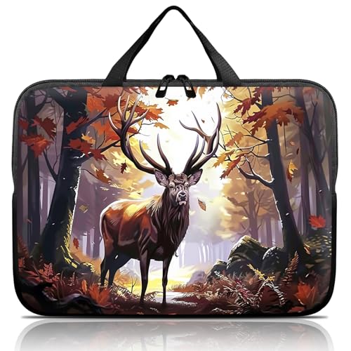 14 15 15.4 15.6 inch Laptop Handle Bag Computer Bag, Pouch Holder Notebook Sleeve Cover Soft Case Compatible for Dell,Lenovo,Toshiba HP, Asus Notebook-Beautiful Deer - color: Beautiful Deer