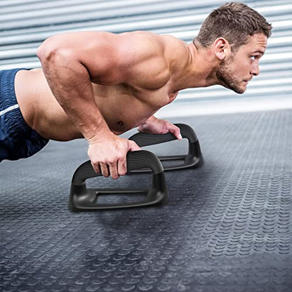 Kipika Push Up Bars, Pushup Stands With Thickened Soft Plastic Handle, Stable and Non-Slip Base, Pushup Handles Perfect for Floor Strength Training - color: Black