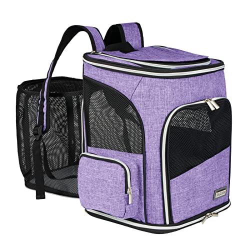 BAGLHER Expandable Pet Carrier Backpack，Pet Backpack for Small Cats Puppies Dogs Bunny, Airline-Approved Ventilate Backpack for Travel, Hiking and Outdoor Use. Purple - color: Purple, size: 15.0"L x 9.0"W x 12.5"H
