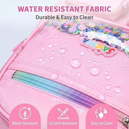 3PCS Kids Backpack Set, School Backpack with Lunch Bag & Pencil Case, Lightweight Waterproof Bookbag for Kids (Pink Sequin) - color: Pink Sequin