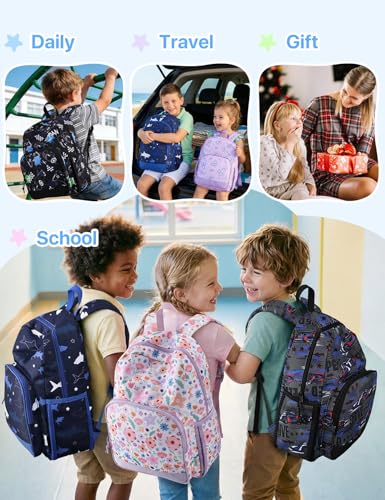 VASCHY Kids Backpacks, 12L Toddler & 17.5L School Backpacks, Lightweight Water-Resistant for Boys and Girls Ages 3-12 - color: Lilac Bloom-s, size: Small