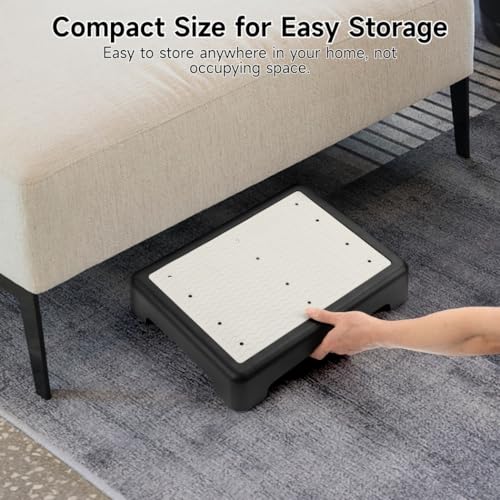 Sturdy Half Step Stool for Seniors, Non-Slip Mobility Riser for Bed, Car & Stairs, 440Lb Load, Portable Step Platform