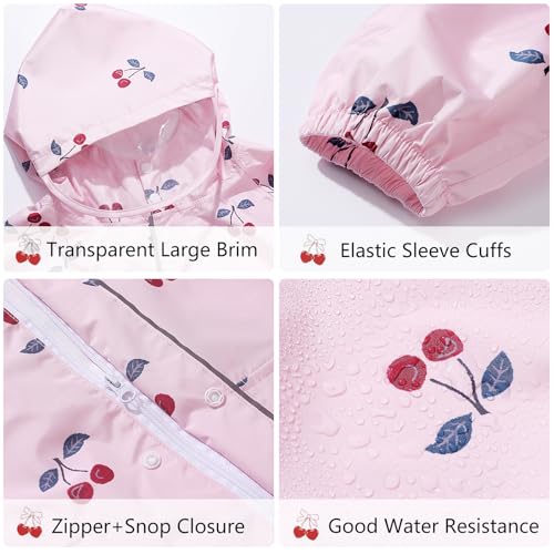 Toddler Kids Raincoat Boys Girls Rain Jacket Waterproof Rain Poncho Reusable Outwear Rainwear Rain Suit - color: Cherry, size: 10-12 Years
