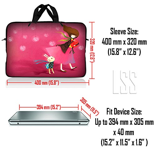 LSS 15-15.6" Laptop Sleeve Bag with Matching Laptop Skin Sticker & Mouse Pad Combo | Carrying Case for 14" 15" 15.6" - Rainbaow Butterfly - color: Rainbow Butterfly, size: 15 inch