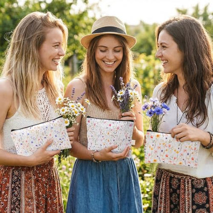 Reginary 20 Pcs Makeup Bags Gifts for Women Canvas Cosmetic Bags with Zipper Bulk Gift for Women Travel Purse Organizer Pouch Accessory, Toiletry Large Capacity, 7 x 4.3 Inch(Floral Prints) - style: Floral Prints