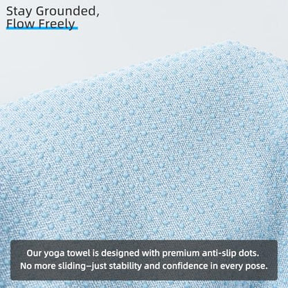 YESLIFE Non-Slip Extra Thick Hot Yoga Towel with One Sweat Towel, Microfiber Sweat Absorbent Yoga Mat Towel with Grip Dot, Pilates Mat, 72" x 24", Light Blue - color: Light Blue