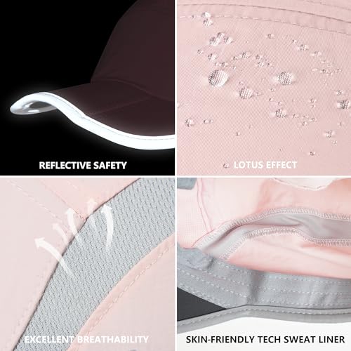 GADIEMKENSD Reflective Folding Outdoor Hat Unstructured Design UPF 50+ Sun Protection Sport Hats for Womens and Mens - color: Light Pink