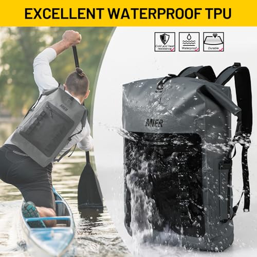 MIER Dry Bag Waterproof Backpack 30L Dry Sack Heavy Duty Roll-Top Closure for Kayaking, Beach, Boating, Swimming, Surfing - color: Dark Gray