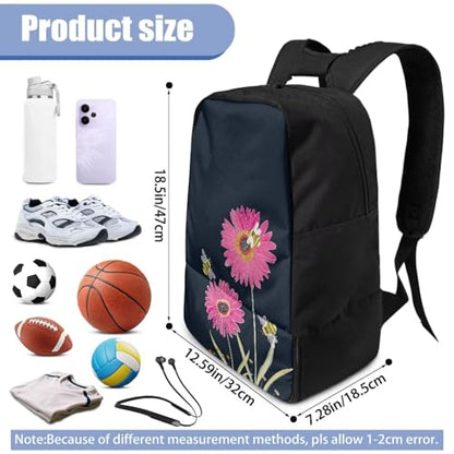 18.5in Basketball Backpack Basketball Bag with Shoe Compartment & Ball Holder, Waterproof Bag for Soccer Volleyball - color: Simple Pink Daisy Bee Print