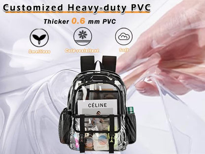 Clear Backpack,Large Clear Bag Stadium Approved Heavy Duty PVC Transparent See Through Backpacks for College,Stadium,Work,Security,Festival,Red - color: Red