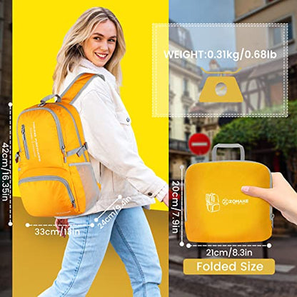 ZOMAKE Lightweight Packable Backpack - 35L Light Foldable Hiking Backpacks Water Resistant Collapsible Daypack for Travel(Yellow New) - color: Yellow New