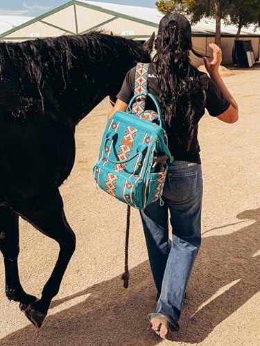 Wrangler Aztec Backpack Organized Daypack Travel Baby Bag with Stroller Strap and Side Bottle Pockets WG2204-9110GN - color: Angel Green