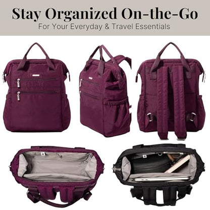Baggallini City Scape Backpack - 15"x11" Lightweight Work Travel Bag w/Luggage Sleeve & RFID - color: Mulberry